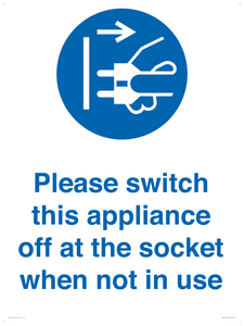 Please switch this appliance off at the socket when not in use
